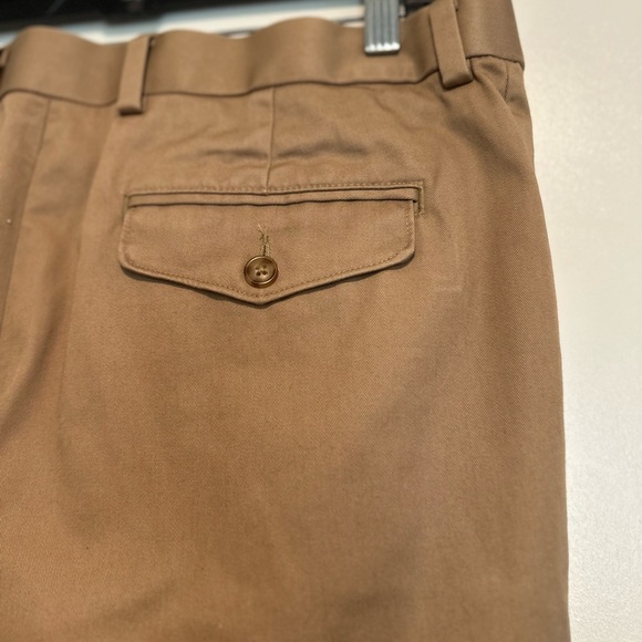 LL Bean Mens 36 Comfort Waist Straight Creased Flap Pocket Tan Chino Dress Pant - Picture 13 of 14